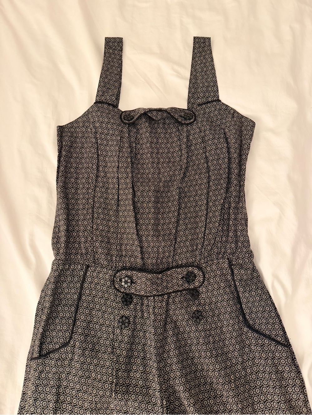 Vintage-Inspired Black & White Patterned Romper